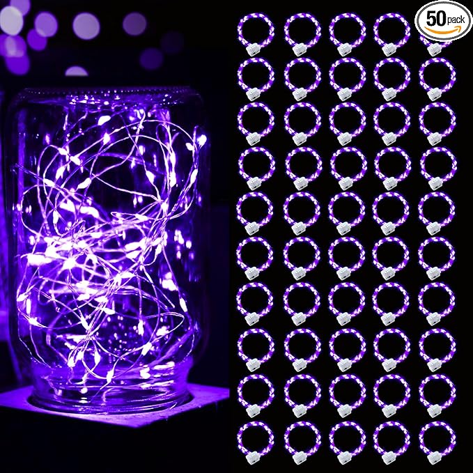 pozzolanas 50 Pack Purple Battery Operated String Lights - 7 ft Waterproof by pozzolanas