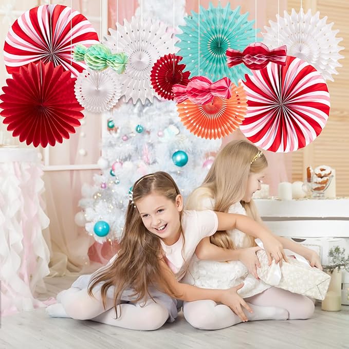 Christmas Hanging Paper Fans Decoration Christmas Peppermint Candy Hanging - Image 6