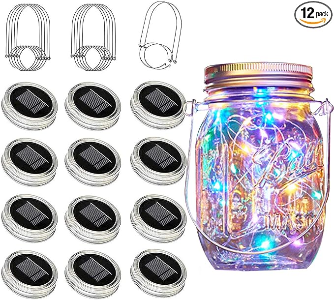 Solar Mason Jar Lights, 12 Pack 30 LED Waterproof Lid Light by Cynzia