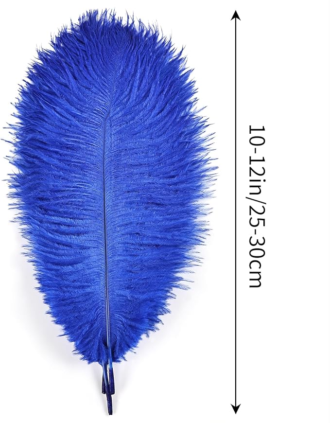 THARAHT Blue Ostrich Feathers 12pcs Natural Bulk 10-12Inch 25cm-30cm - Image 2