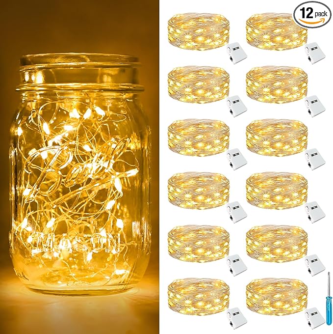 btfarm 12 Pack Fairy Lights Battery Operated, 7ft 20 Led Twinkle Lights String by btfarmdecorativelighting