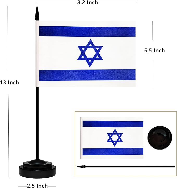 12 Pack Israel Desk Flags Set, Israeli Small Mini Table Office Flags - Image 2