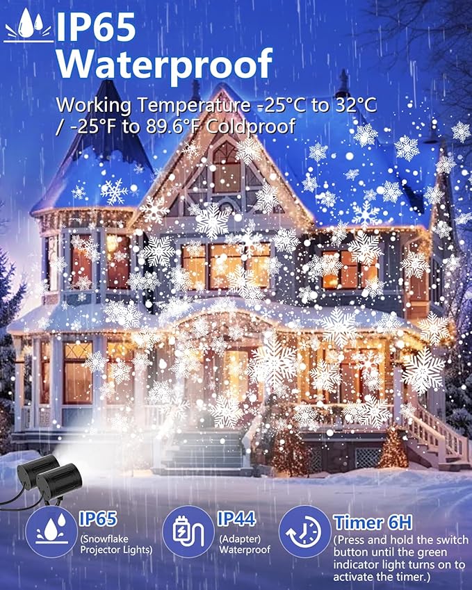 Christmas Snowflake Projector Lights Outdoor, 2025 Upgraded Double Head - Image 4