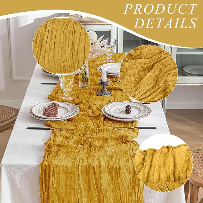 12 Pack Cheesecloth Table Runner, Runner Gauze Boho Wedding Decor Romantic - Image 3