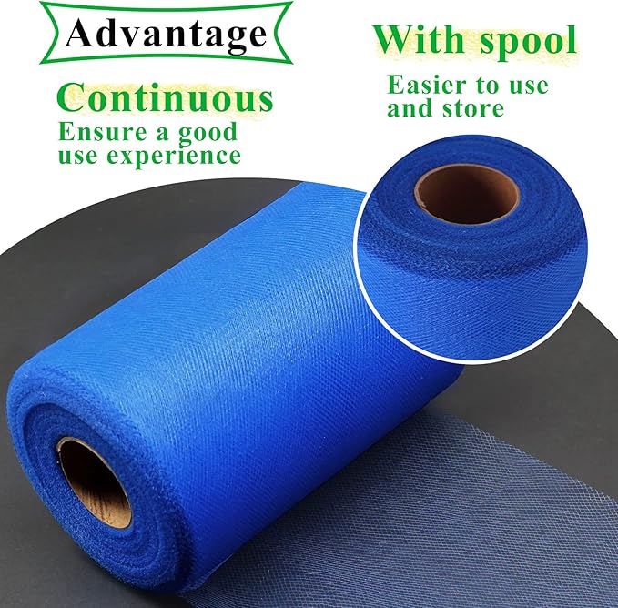 Royal Blue Tulle Fabric Rolls 6 Inch by 100 Yards Fabric Spool Tulle Ribbon - Image 4