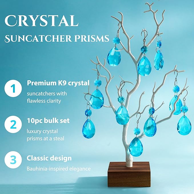 H&D HYALINE & DORA 3Inch Crystal Suncatcher Bauhinia Prisms Pendants 10Pcs - Image 2