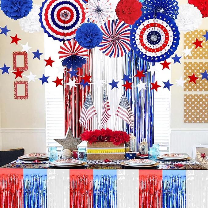 4 Pack 29x108 Inch Metallic Foil Fringe Tinsel Table Skirts - Image 5