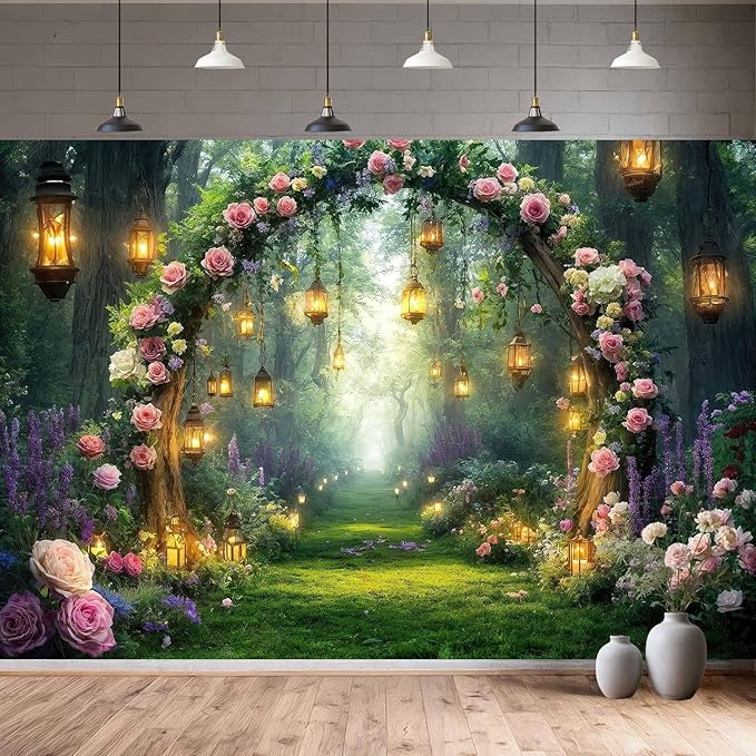 5x3ft Purple Flower Wedding Photography Backdrop Lavender Floral Enchanted - Image 2