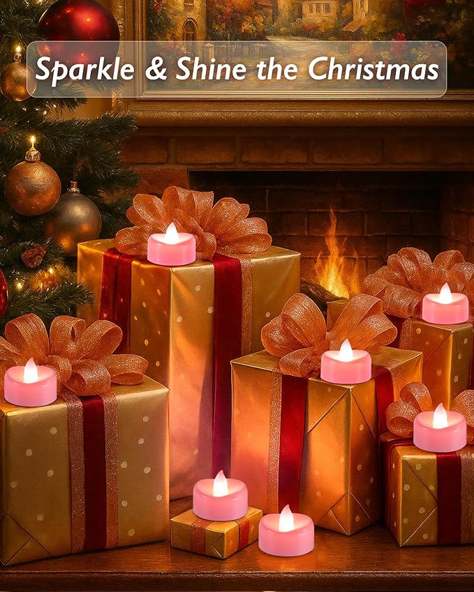 Raycare Pink LED Tea Lights Battery Operated, 200+Hour Flickering Votive Candles - Image 4
