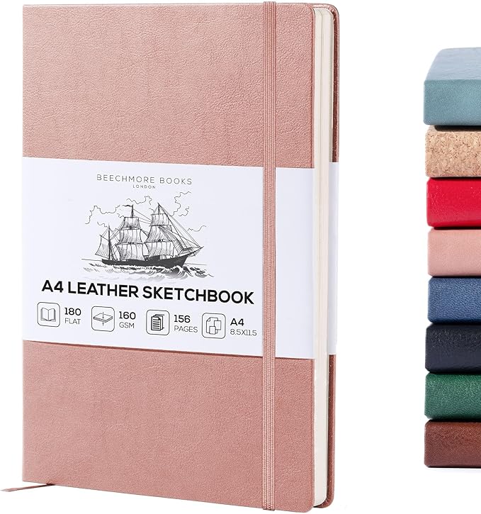 Beechmore Books A4 Sketchbook – 8.5x11 Premium Vegan Leather Bound Large Sketch by BeechmoreBooks