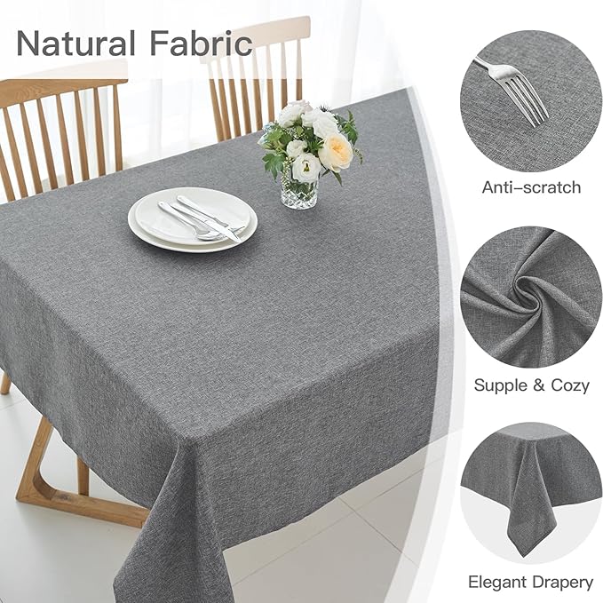 maxmill Square Linen Textured Tablecloth Waterproof Spillproof Wrinkle Free - Image 4