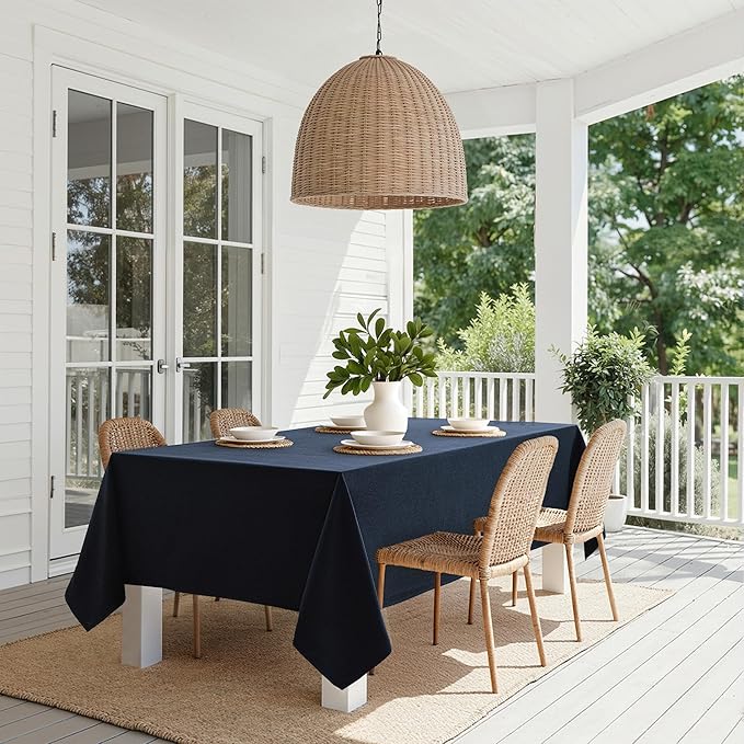 MIULEE Navy Blue Linen Tablecloth 60x84 Inch Rectangle Table Cloth Waterproof - Image 8