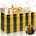 3 Pack 29 x108 Inch Black Gold Foil Fringe Table Skirts Metallic Banner by Mebiornt