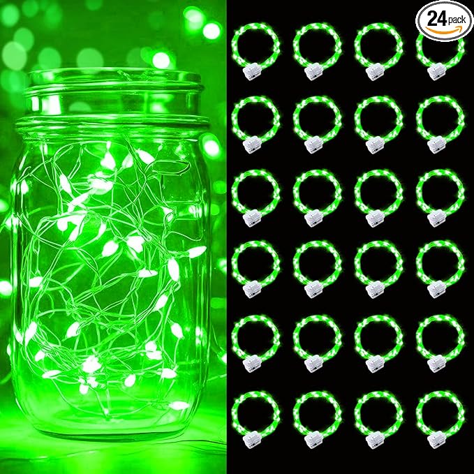 pozzolanas 24 Pack Green Battery Operated String Lights - 7ft Waterproof Fairy by pozzolanas