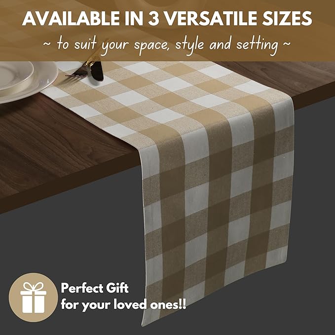 Native Fab Table Runner Buffalo Check Plaid 100% Cotton - Image 2