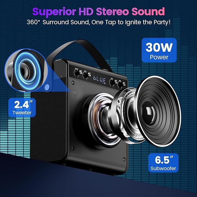 Karaoke Machine, Portable Bluetooth Speaker - Image 4