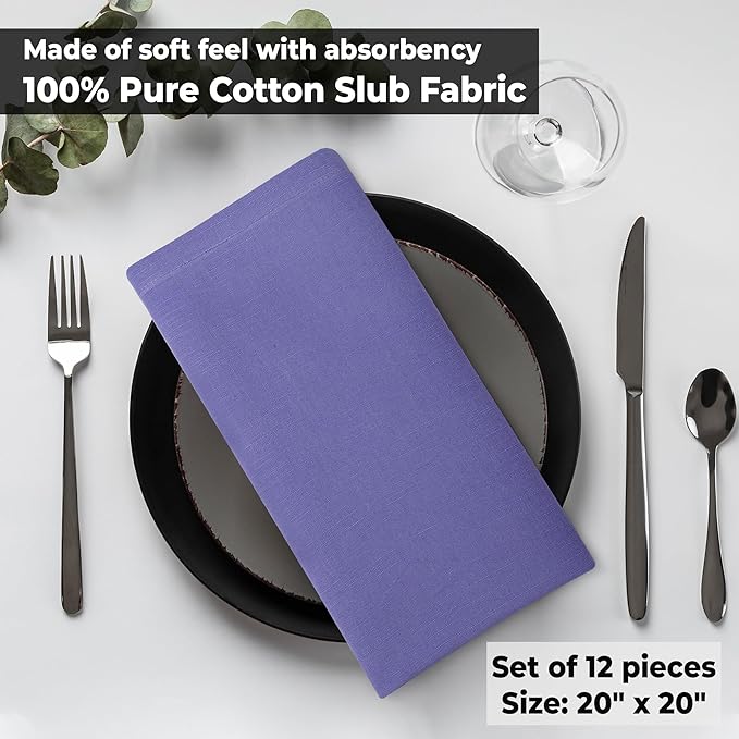 Urban Villa Easter Dinner Napkins Solid Lilac Color Cloth Napkins Oversized - Image 8