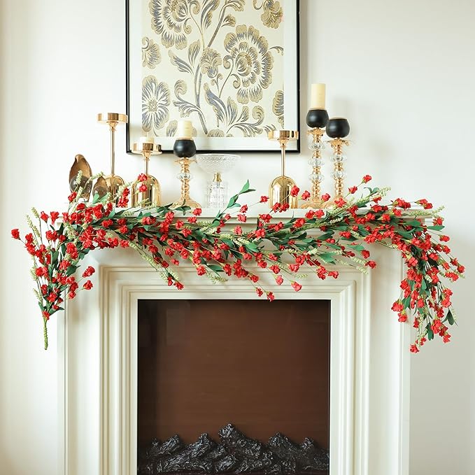 Mizii Burgundy Artificial Flower Garland 6FT Fake Wildflower Floral Garland - Image 6