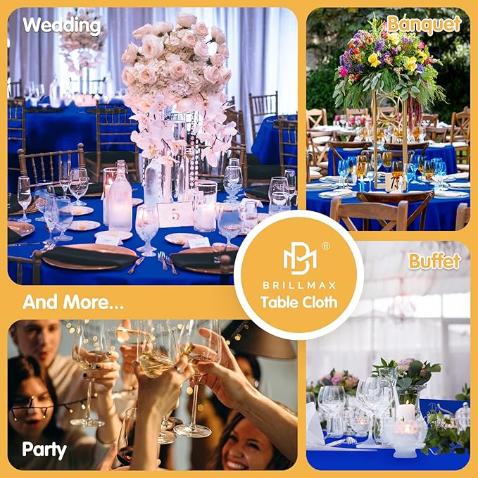 BRILLMAX 6 Pack Royal Blue Round Tablecloths 120 Inch - Image 9
