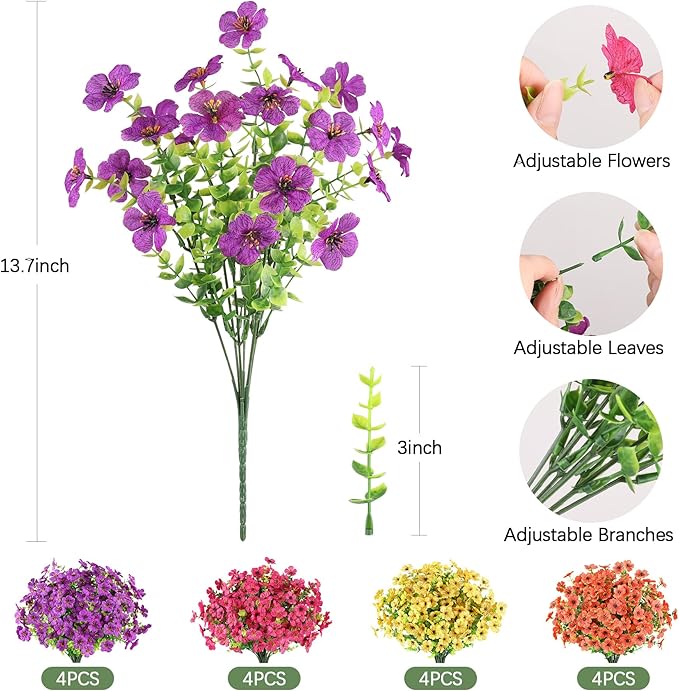 AmyHomie 16 Bundles Artificial Flowers - Image 3
