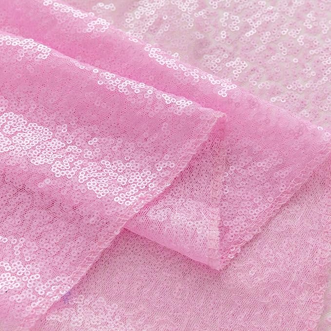 Sugargirl Matte Pink Sequin Backdrop Curtain 2 Panels 2FTx8FT Glitter Pink - Image 9