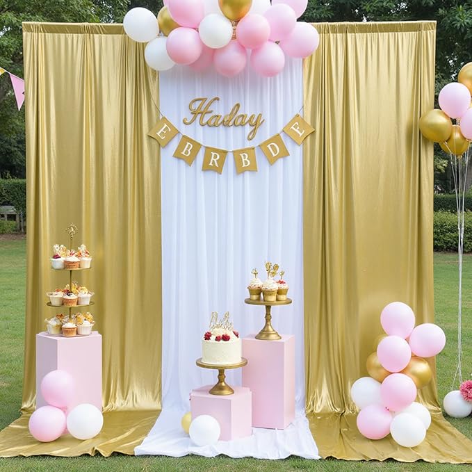 10x10 ft Wrinkle Free Gold Sequin Backdrop Curtain - Image 7