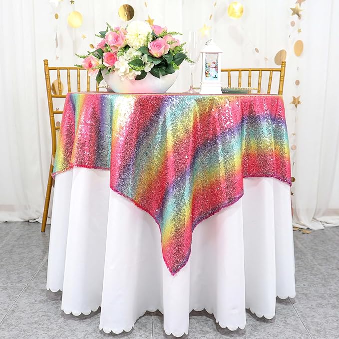 ShinyBeauty Sparkling Sequined Tablecloth 54x54 Inch by ShinyBeauty