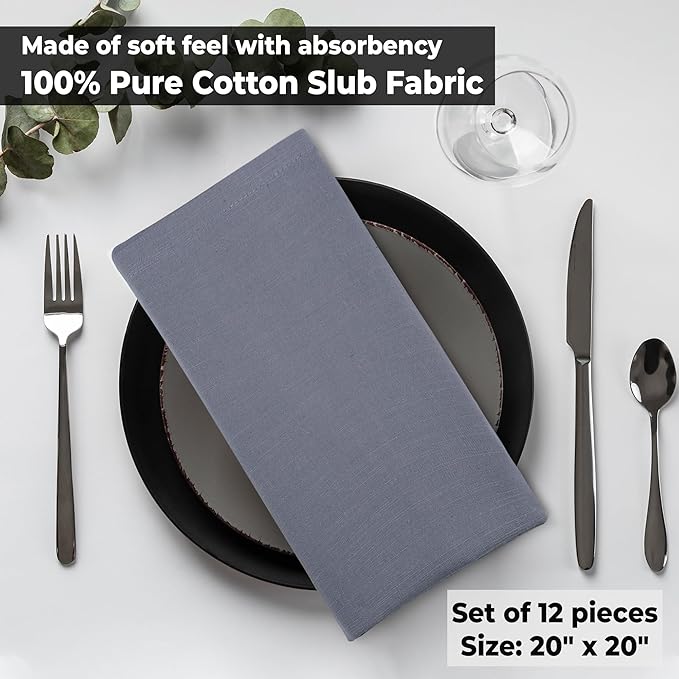 Urban Villa Dinner Napkins Solid Grey Color Cloth Napkins Oversized 20x20 - Image 8
