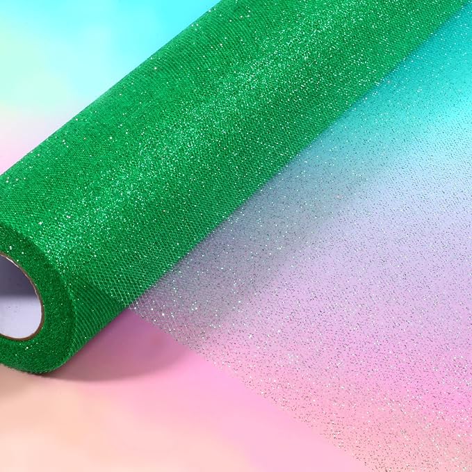 Sparkling Tulle Rolls, 15” by 30 Yards Glitter Tulle Spool Ribbon Fabric - Image 5