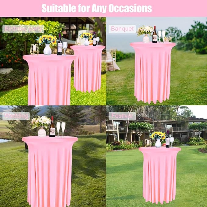 6 Pack Round Cocktail Tablecloth 32"x 43" Spandex Cocktail Table Skirt - Image 6