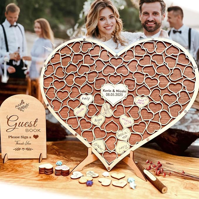 Wedding Guest Book Unique Wooden Heart Alternative GuestBook Bridal Shower by Neamon