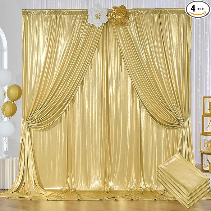 20ft x 10 ft Glitter Gold Backdrop Curtain by ENJOYYOURPARTY