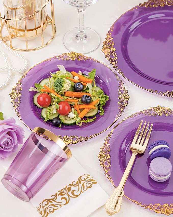 Nervure 350PCS Purple Plastic Plates - Image 7