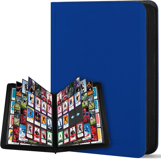 16 Pocket Card Binder, 1000+ Premium Zip Trading Card Binder, Double-sided Side by Zofly