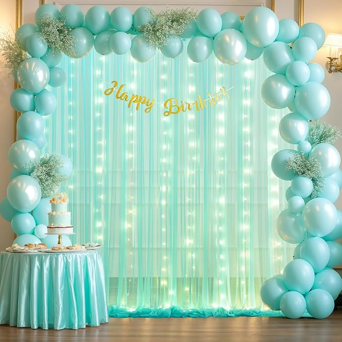 Sage Green Tulle Backdrop Curtains - Image 4