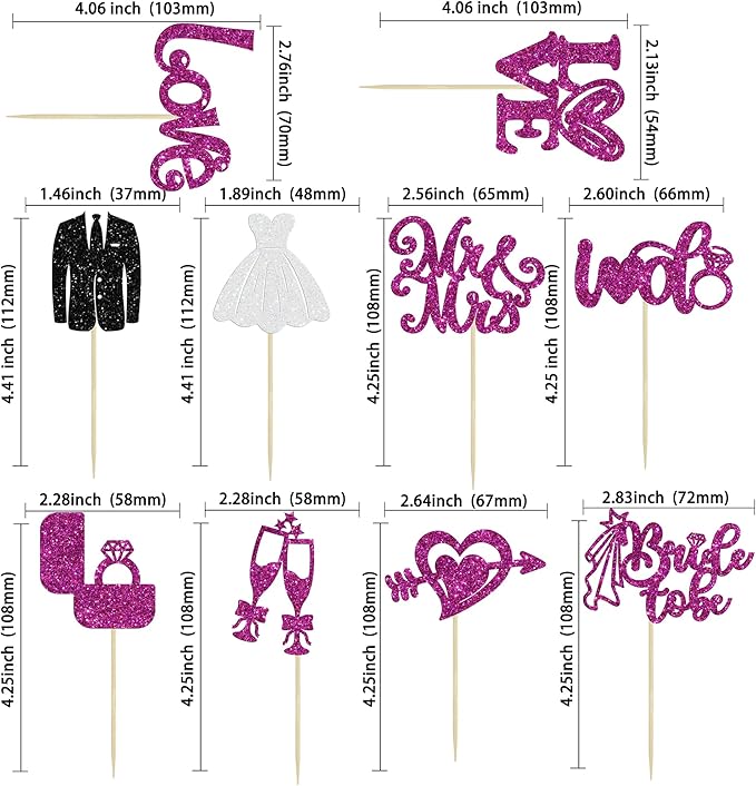 Ephlyn 30Pcs Bride to be Cupcake Toppers Glitter Wedding Cake Topper - Image 3