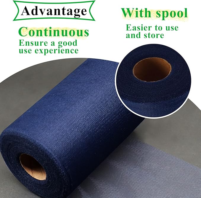 Navy Blue Tulle Fabric Rolls 6 Inch by 100 Yards Fabric Spool Tulle Ribbon - Image 4