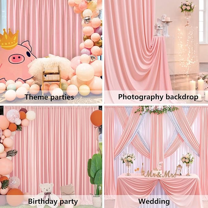 10 x 7 Feet Light Pink Backdrop Curtain - Image 5