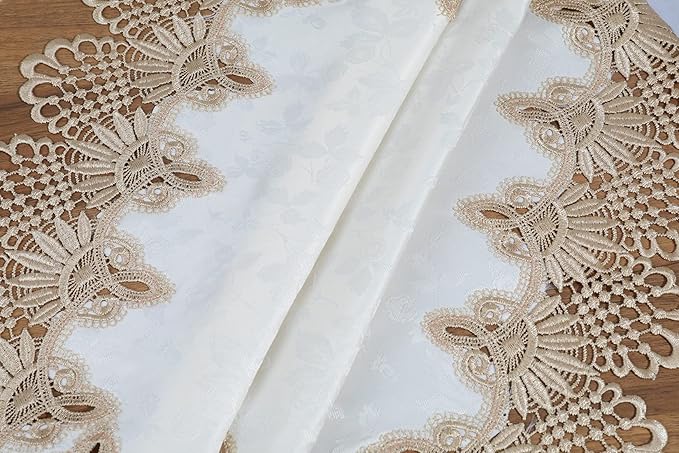 vctops Damask Lace Patchwork Tablecloth Luxury Square Small Table Cover Elegant - Image 5