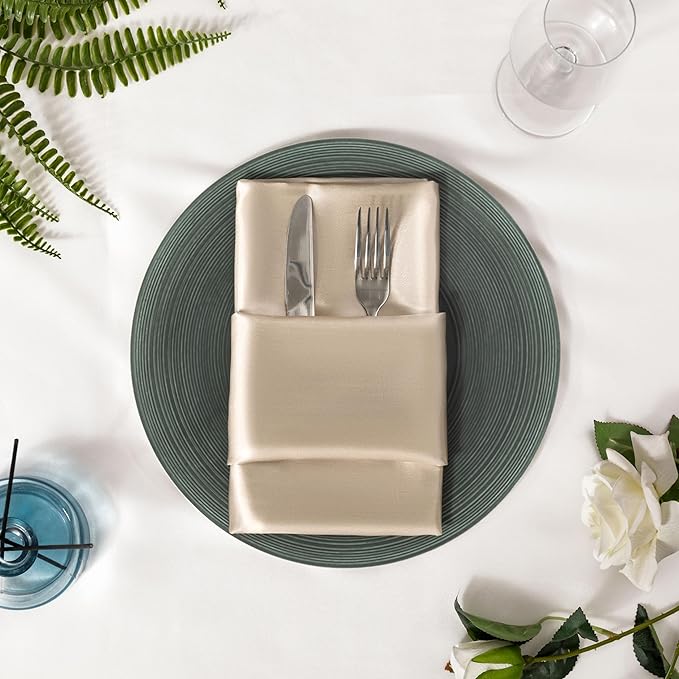 36 Pack Square Satin Dinner Napkins, 16x16 Inches Silky Soft Smooth Table Cloth - Image 4