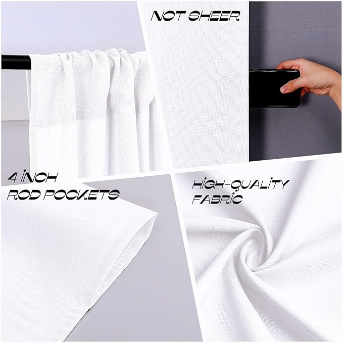 Joydeco White Photography Backdrop Curtains, Wrinkle Free Polyester 5ft x 7ft - Image 6