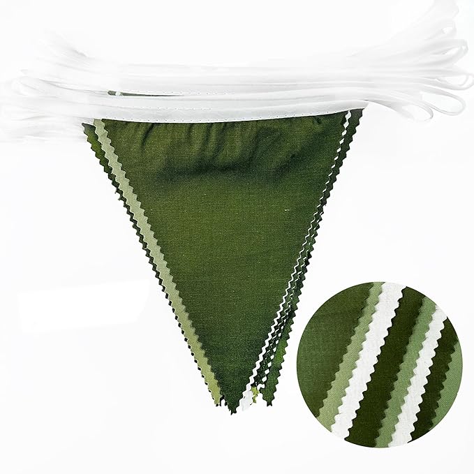 32Ft Olive Green Party Decorations Sage Green Triangle Flag Fabric Banner - Image 2