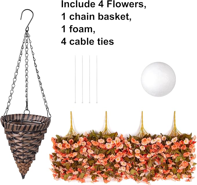Artificial Fake Fall Hanging Flowers Plants Basket - Image 4