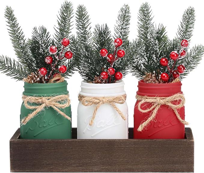 Winter Mason Jars, Winter Centerpieces by SUPREMELIGHTS%C2%B72017%C2%B7