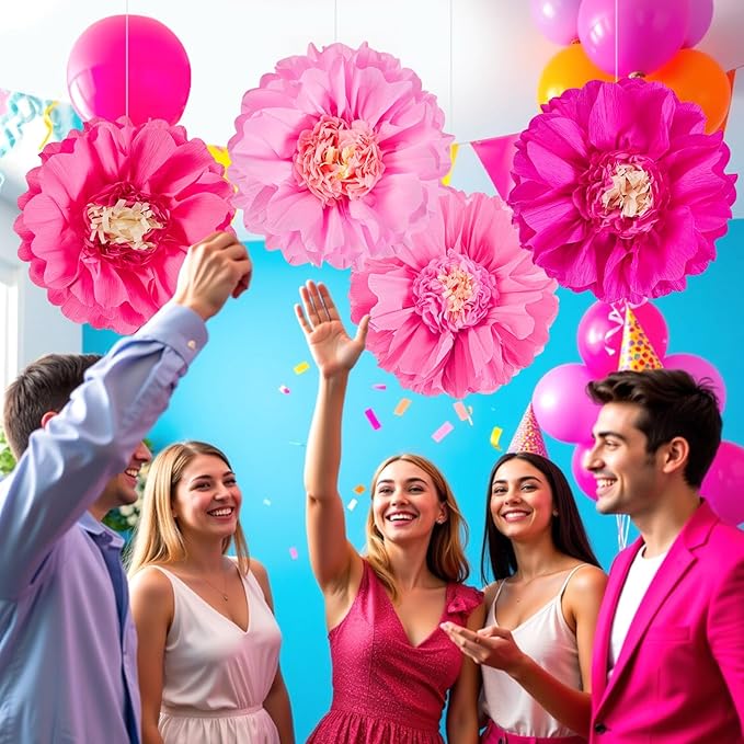 SUNBEAUTY 20" Giant Hot Pink Tissue Paper Flowers - Image 6