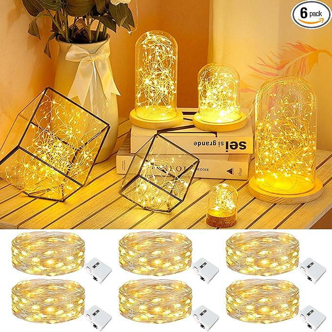kolpop 6 Pack LED Fairy Lights Battery Operated, Mini Twinkle String Lights by kolpop