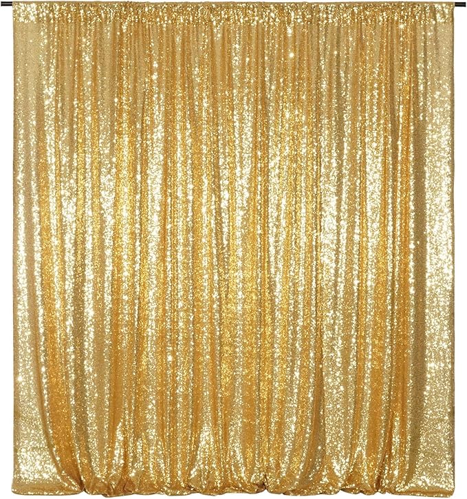 Poise3EHome Gold Sequin Backdrop, 8FT x 8FT Sequin Photography Backdrop Curtain by Poise3EHome