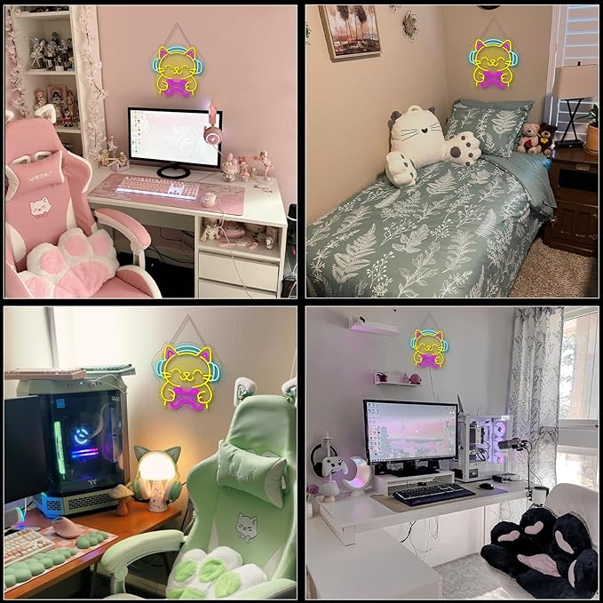 Ineonlife Game Cat Neon Sign for Wall Decor Light Up Cute Animal Led Signs for - Image 3