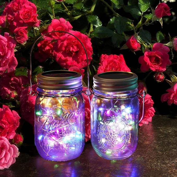 VOOKRY 6 Pack Solar Mason Jar Lights, 30 LED Mason Jar Lids Waterproof Firefly - Image 5