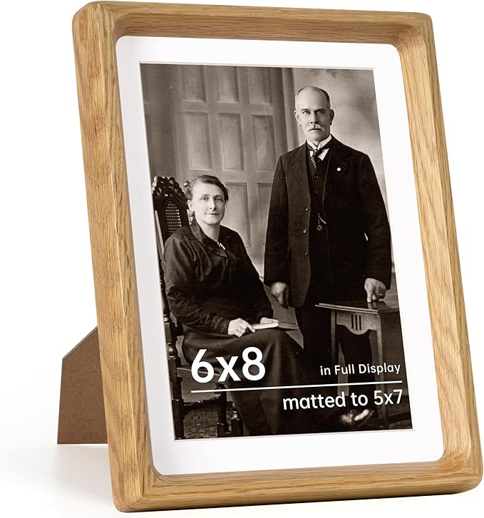 6x8 Frame USA-Sourced Natural Oak Wood Solid Wood Photo Frame Handcrafted by Dreamland